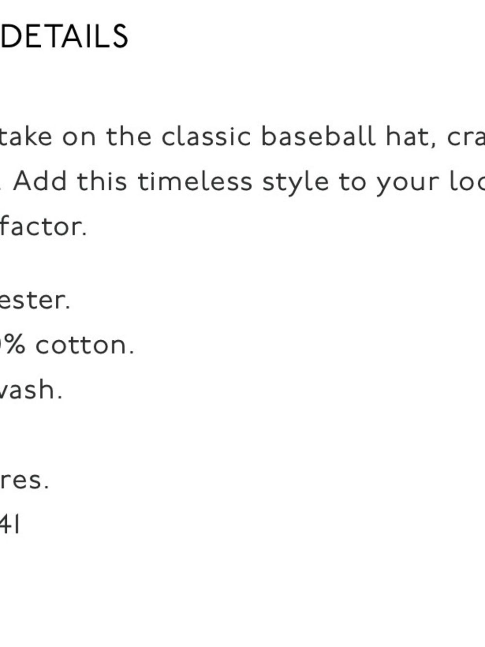 new! madewell canvas baseball hat in black $33 - Picture 6 of 6
